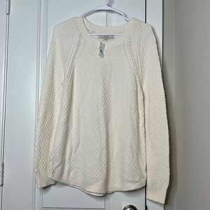 Loft Popover Ivory Wool Cotton Viscose Blend Size Medium Closet Staple Beach